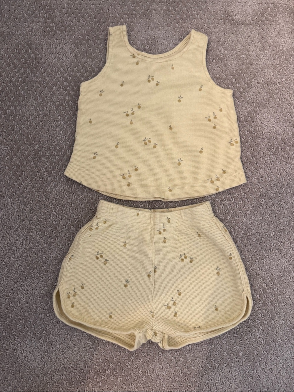 Rylee + Cru Yellow Waffle Knit Tank and Shorts Set. Like New!